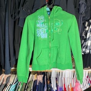 Split brand green zip hoodie girls/juniors large
